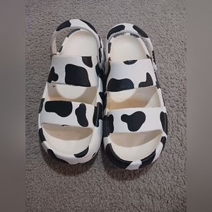 Cow print sandals